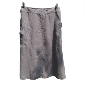 EILEEN FISHER 100% Linen Lagenlook Minimalist Midi Skirt Women's M